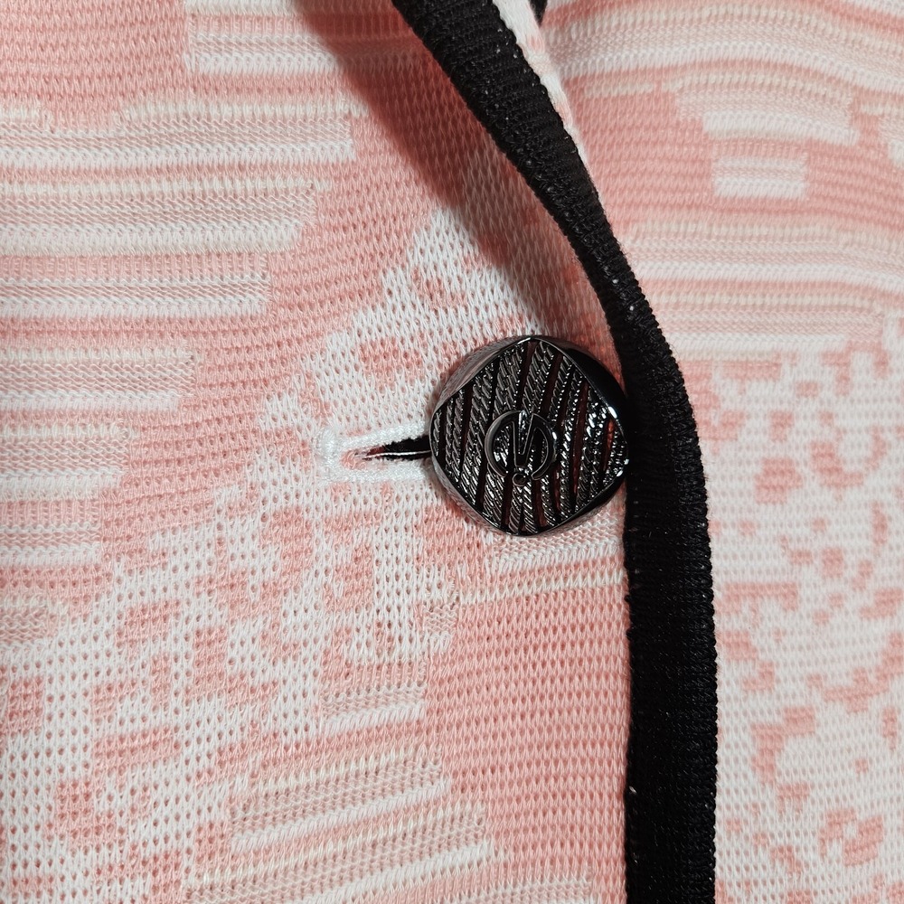 Ming Wang Knit Blazer Womens 2X Pink White Abstract Single Button Career Modern - Picture 7 of 15